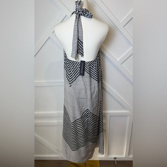 NWT Banana Republic Twist Neck Halter Midi Dress Black And White Abstract Size S - Picture 5 of 10